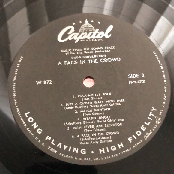 Andy Griffith A Face In The Crowd Movie Soundtrack Vinyl Lp '57 - Picture 2 of 9